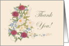Thank You Floral Motif White and Pink Flowers card
