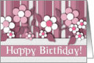 Happy Birthday Pink Flowers Pocket Style card