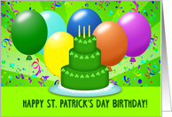 Happy St. Patrick’s Day Birthday Balloons Green Cake card