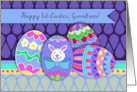 Happy First Easter Grandson Easter Bunny Eggs Bright Colors card