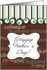 Happy Father’s Day! Work Husband, Colleague, Retro Brown & Aqua card