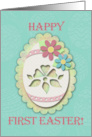 Happy First Easter Faux Paper Cutout Egg Scrapbook Style card