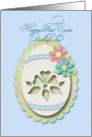 Happy First Easter Son, Decorative Paper Cut Out Lace ’Look’ Egg card