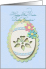 Happy First Easter Grandson Decorative Paper Cut Out Look Lace Egg card