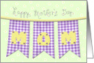 Happy Mother’s Day Mom, Gingham Bunting, Embroidery and Fabric Look card