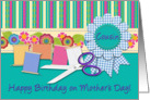 Happy Birthday on Mother’s Day Cousin, Sewing Notions, Flowers, Ribbon card