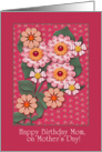 Happy Birthday Mom on Mother’s Day! Country Florals, Dotted Background card