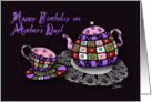 Happy Birthday on Mother’s Day! Whimsical Tea Cup and Pot on Doily card