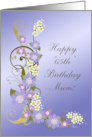 Happy 65th Birthday Mum Purple Floral Swirls card