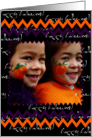 Happy Halloween Fun Photo Frame You Customize Chevron Stripes card