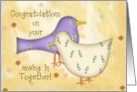 Moving In Together Congratulations, Fabric Look, Folk Art Birds card