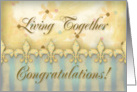 Living Together Congratulations! Fleur De Lis, Chic Floral Stripes card