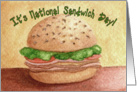 National Sandwich Day, Onion Bun Sandwich, Watercolor Art card