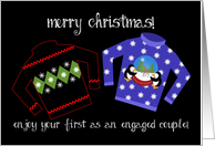 First Christmas For Engaged Couple, Tacky Ugly Christmas Sweaters card
