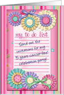 5 Years Cancer-Free Party Invitation, Pink To Do List, Paper Wheels card