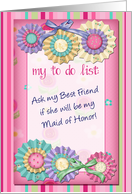 Best Friend Maid of Honor, Wedding Party Invitation, To Do List card