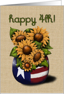 Happy 4th!, Independence Day, Patriotic, Sunflowers, Americana Vase card