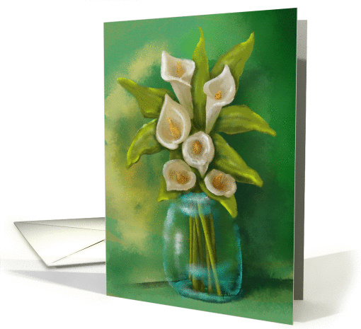 Calla Lilies In A Jar, Any Occasion, Blank Inside, Floral Art card
