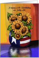 Happy 20th Birthday On July 4th, Sunflowers, Americana Reflection card