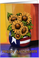 Happy Juneteenth! Freedom Day Sunflowers In Vase, Americana Reflection card