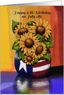 Happy 26th Birthday On July 4th, Sunflowers, Americana Reflection card