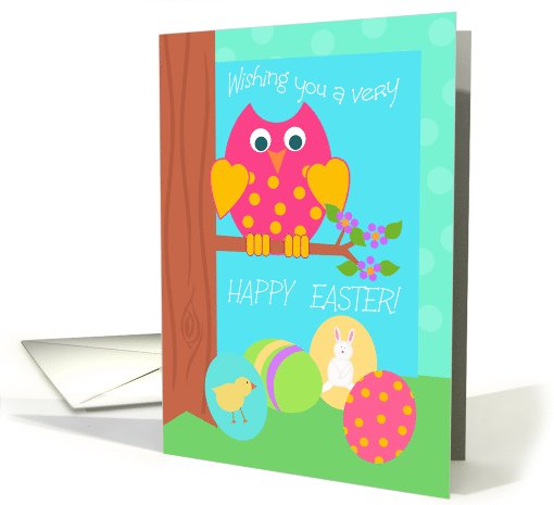 Easter Owl, Wishing You A Very Happy Easter!, Easter Eggs card