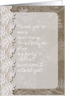 Thank You, You Customize Front Text, Lace and Burlap card