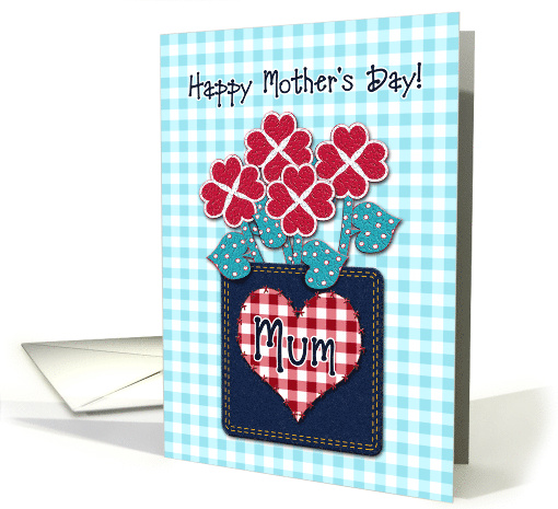 Happy Mother's Day Mum Gingham Check Denim Look card (1062243)
