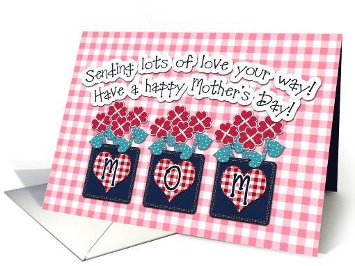 Mom Happy Mother's Day Pink Gingham Check card (1072798)