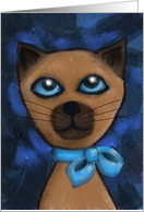 Siamese Cat With Blue Eyes, Any Occasion Note Card, Blank Inside card
