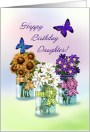 Daughter Happy Birthday Butterflies Flower Jars card