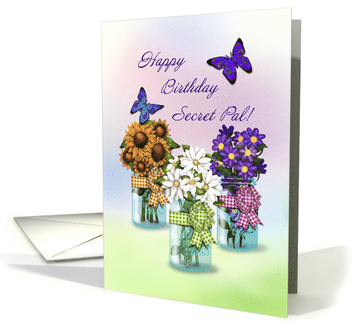 Secret Pal Happy Birthday Jars of Flowers card (1154326)