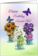 Secret Pal Happy Birthday Jars of Flowers card