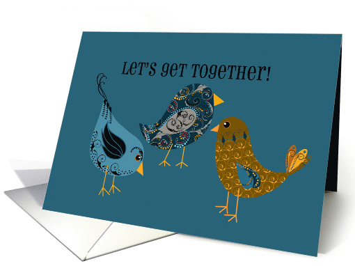 Let's Get Together Pretty Swirls Birds Invitation card (1173940)
