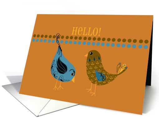 Hello Thinking of You Paisley Swirl Birds Gold card (1173944)
