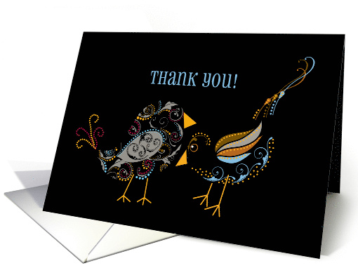 Thank You Paisley Swirl Birds Black Background card (1173946)