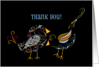 Thank You Paisley Swirl Birds Black Background card
