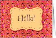 Hello! Just Thinking of You, Red, Pale Gold, Multicolor Chevron Arrows card