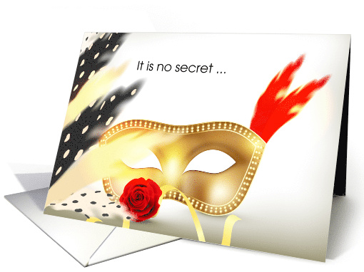 It Is No Secret I Love You, Red Rose and Gold Mask card (1192300)