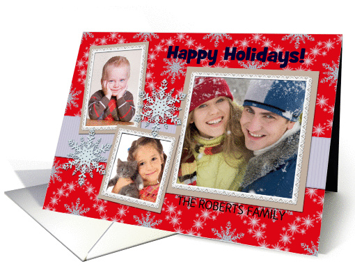 Holiday Snowflakes Photo Card, Keepsake Photo Cards, Red,... (1192410)