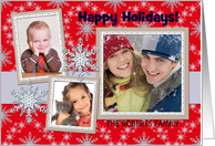 Holiday Snowflakes Photo Card, Keepsake Photo Cards, Red, Snowflakes card