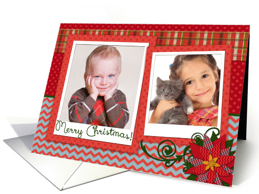 Merry Christmas! Red Chevron, Plaid, Dotted Poinsettia... (1192426)
