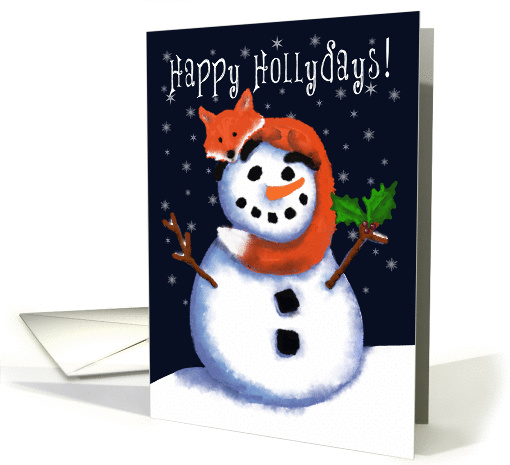 Happy Hollydays! Friend, Fox and Snowman, Holly Leaves,... (1192434)