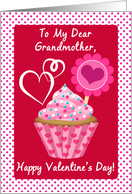 Happy Valentine’s Day, To My Grandmother, Pink Cupcake With Sprinkles card