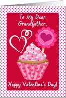 Happy Valentine’s Day, To My Grandfather, Pink Cupcake With Sprinkles card