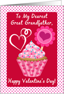 Happy Valentine’s Day To My Great Grandfather, Pink Cupcake Polka Dots card