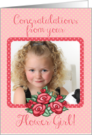 Congratulations From Your Flower Girl, Pink Roses, Dotted Photo Card