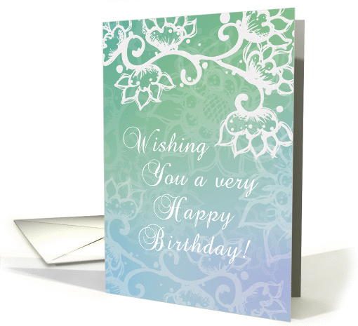 White Boho Flowers Motif, Happy Birthday, Bohemian Art,... (1257200)