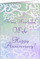 To My Wonderful Wife Happy Anniversary! Boho White Floral Motif card