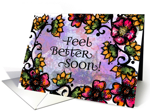 Feel Better Soon! Bohemian Style Floral, Bold Pink and... (1267870)